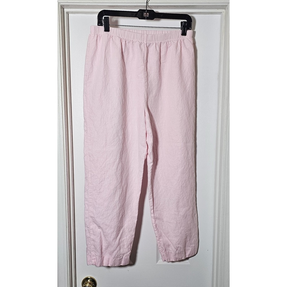 Hot Cotton By Marc Ware Linen Blend Pants Size Large Pink Wide Leg Taper Beach